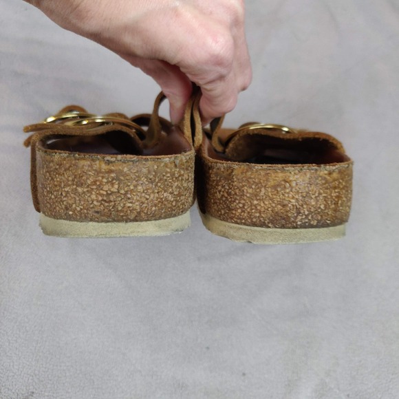 Birkenstock Arizona Big Buckle Sandals Womens 39 US 8 Tan Oiled Leather Slides - Picture 5 of 9